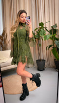 Дантелена рокля Khaki Elegance