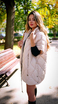 Oversize елек с качулка „Elena“ – екрю