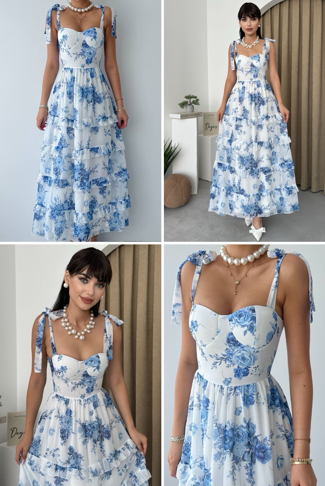 Дълга рокля Blue Blossom