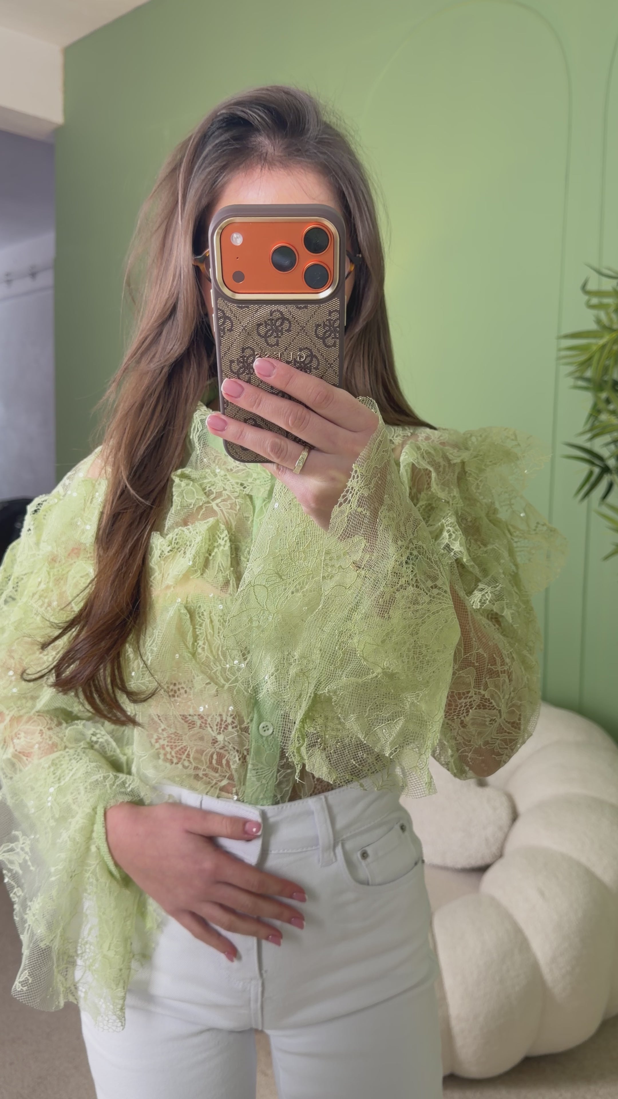 Дантелена риза Celeste Green